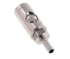 Enchufe de seguridad de acero inoxidable 316L DN 7,4 con botón pulsador Pilar para manguera de 9 mm
