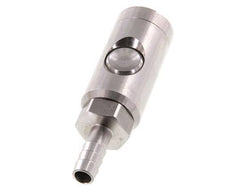 Enchufe de seguridad de acero inoxidable 316L DN 7,4 con botón pulsador Pilar para manguera de 9 mm