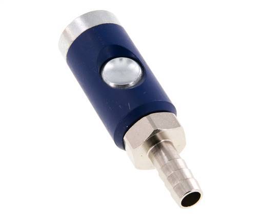 Enchufe de seguridad de acero endurecido DN 7,4 con botón pulsador Pilar para manguera de 10 mm