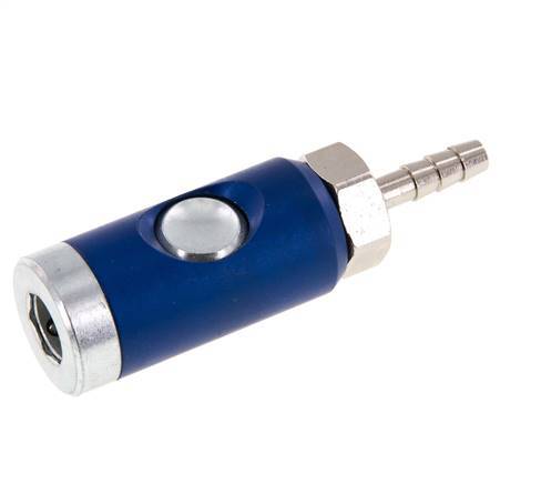 Enchufe de seguridad de acero endurecido DN 7,4 con botón pulsador Pilar para manguera de 6 mm