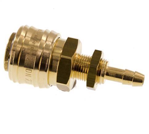 Acoplamiento de aire de latón DN 7.2 (Euro) Pasamuros de 6 mm para mangueras