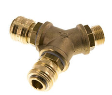 Acoplamiento de aire de latón DN 7.2 (Euro) Enchufe G de 1/2 pulgada macho para montaje en pared de 2 vías