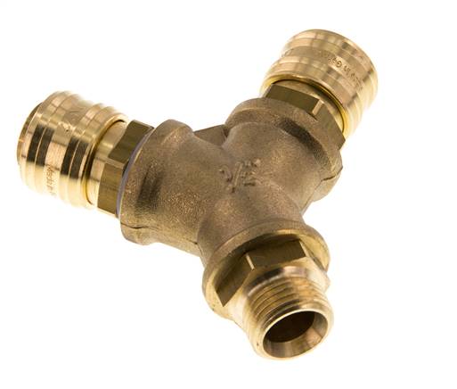 Acoplamiento de aire de latón DN 7.2 (Euro) Enchufe G de 1/2 pulgada macho para montaje en pared de 2 vías
