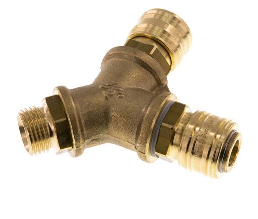 Acoplamiento de aire de latón DN 7.2 (Euro) Enchufe G de 1/2 pulgada macho para montaje en pared de 2 vías