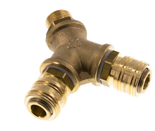 Acoplamiento de aire de latón DN 7.2 (Euro) Enchufe G de 1/2 pulgada macho para montaje en pared de 2 vías