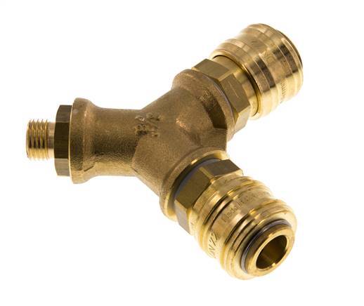 Acoplamiento de aire de latón DN 7.2 (Euro) Enchufe G 1/4 de pulgada macho para montaje en pared de 2 vías