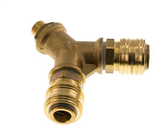 Acoplamiento de aire de latón DN 7.2 (Euro) Enchufe G 1/4 de pulgada macho para montaje en pared de 2 vías