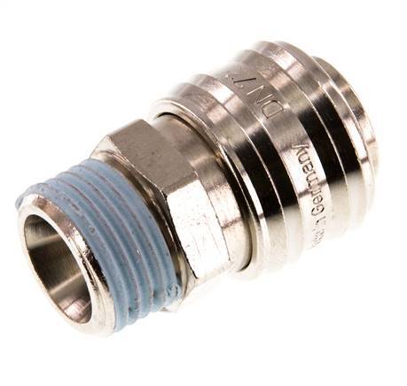 Latón niquelado DN 7.2 (Euro) Enchufe de acoplamiento de aire G 1/2 pulgada Macho