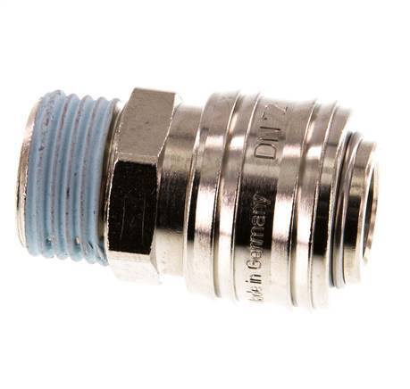 Latón niquelado DN 7.2 (Euro) Enchufe de acoplamiento de aire G 1/2 pulgada Macho
