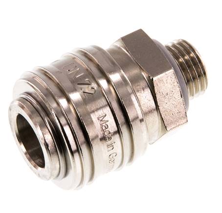 Latón niquelado DN 7.2 (Euro) Enchufe de acoplamiento de aire G 1/4 pulgada Macho