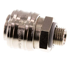 Latón niquelado DN 7.2 (Euro) Enchufe de acoplamiento de aire G 1/4 pulgada Macho