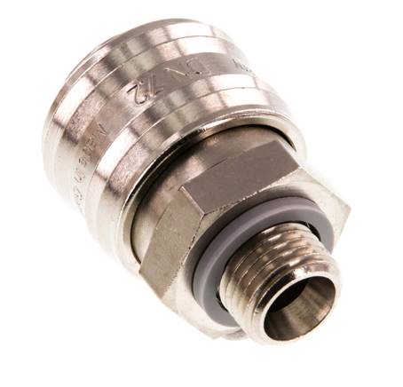 Latón niquelado DN 7.2 (Euro) Enchufe de acoplamiento de aire G 1/4 pulgada Macho