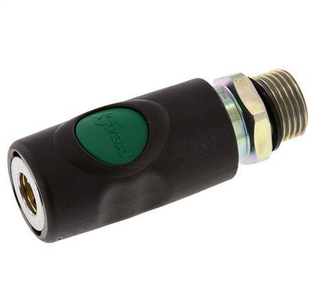 Material compuesto DN 7.4 Enchufe de seguridad para acoplamiento de aire con pulsador G 1/2 pulgada Macho