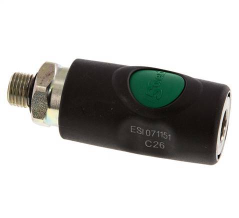Material compuesto DN 7.4 Acoplamiento de seguridad de aire Enchufe con pulsador G 1/4 pulg Macho