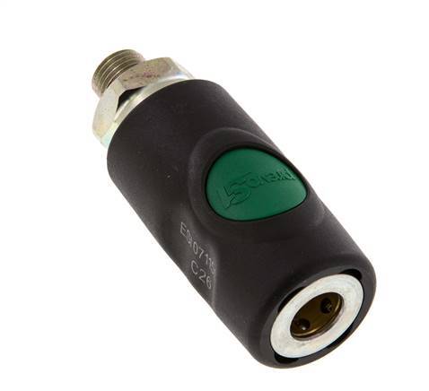 Material compuesto DN 7.4 Acoplamiento de seguridad de aire Enchufe con pulsador G 1/4 pulg Macho