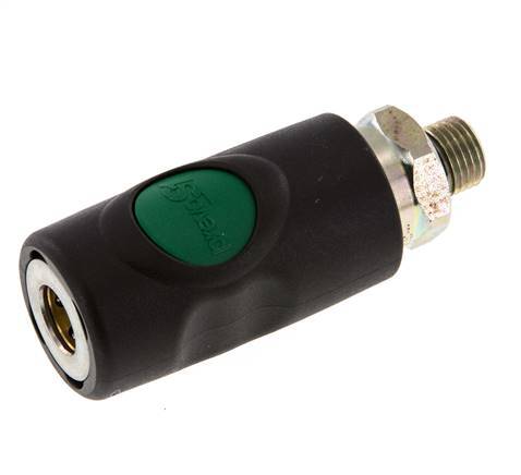 Material compuesto DN 7.4 Acoplamiento de seguridad de aire Enchufe con pulsador G 1/4 pulg Macho