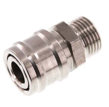 Acero inoxidable DN 7.2 (Euro) Acoplamiento de aire Enchufe G 1/2 pulgada Macho Doble cierre
