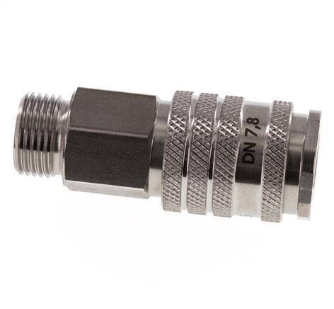 Acero inoxidable DN 7.8 Acoplamiento de aire Enchufe G 3/8 pulgadas Macho Doble cierre