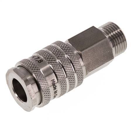 Acero inoxidable DN 7.8 Acoplamiento de aire Enchufe G 3/8 pulgadas Macho Doble cierre