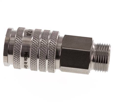 Acero inoxidable DN 7.8 Acoplamiento de aire Enchufe G 3/8 pulgadas Macho Doble cierre