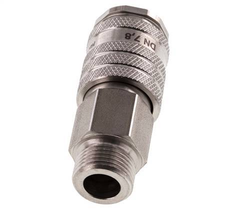 Acero inoxidable DN 7.8 Acoplamiento de aire Enchufe G 3/8 pulgadas Macho Doble cierre