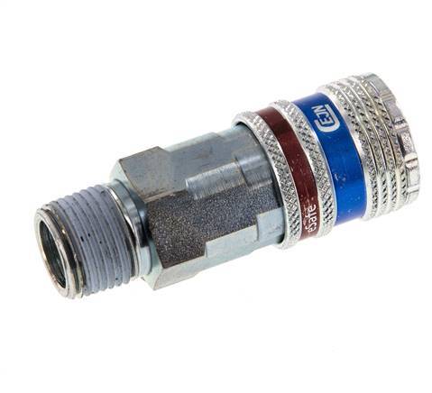 Acero/latón DN 7.6 (7.2 Euro) Enchufe de seguridad para aire comprimido R 3/8 pulgadas Macho