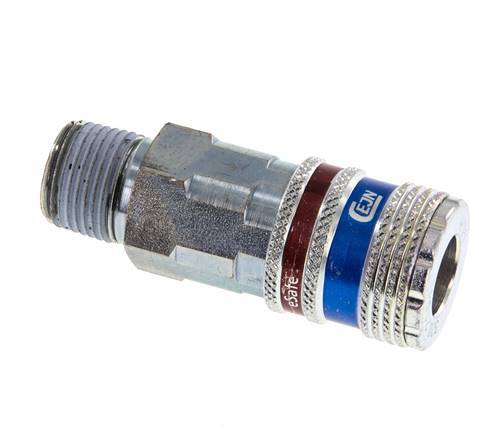 Acero/latón DN 7.6 (7.2 Euro) Enchufe de seguridad para aire comprimido R 3/8 pulgadas Macho