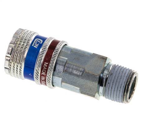 Acero/latón DN 7.6 (7.2 Euro) Enchufe de seguridad para aire comprimido R 3/8 pulgadas Macho