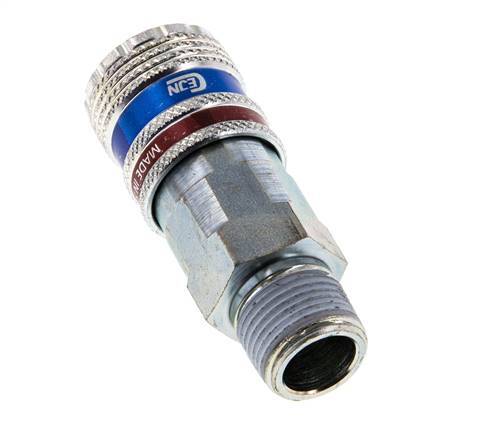 Acero/latón DN 7.6 (7.2 Euro) Enchufe de seguridad para aire comprimido R 3/8 pulgadas Macho