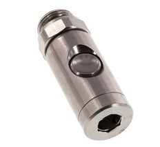 Acero inoxidable 316L DN 7.4 Enchufe de seguridad para acoplamiento de aire con botón pulsador G 1/2 pulgada Macho
