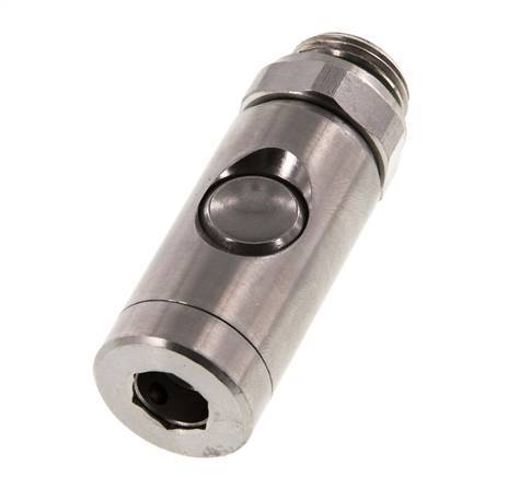 Acero inoxidable 316L DN 7.4 Enchufe de seguridad para acoplamiento de aire con botón pulsador G 1/2 pulgada Macho