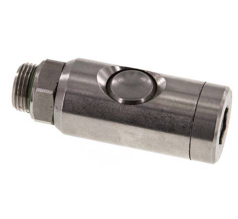 Acero inoxidable 316L DN 7.4 Enchufe de seguridad para acoplamiento de aire con botón pulsador G 3/8 pulgadas Macho