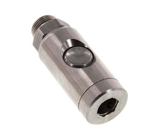Acero inoxidable 316L DN 7.4 Enchufe de seguridad para acoplamiento de aire con botón pulsador G 3/8 pulgadas Macho