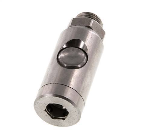 Acero inoxidable 316L DN 7.4 Enchufe de seguridad para acoplamiento de aire con botón pulsador G 3/8 pulgadas Macho