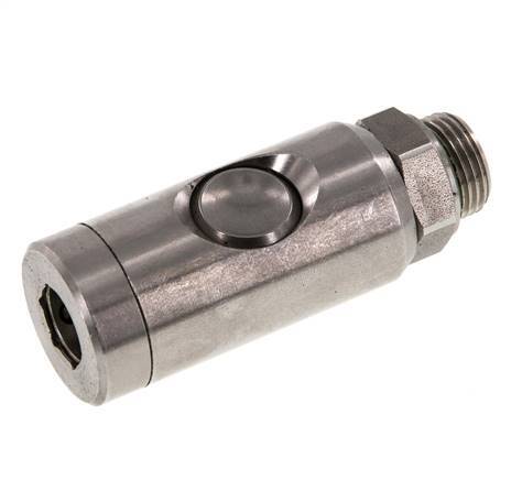 Acero inoxidable 316L DN 7.4 Enchufe de seguridad para acoplamiento de aire con botón pulsador G 3/8 pulgadas Macho