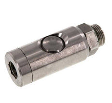Acero inoxidable 316L DN 7.4 Enchufe de seguridad para acoplamiento de aire con botón pulsador G 3/8 pulgadas Macho