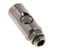 Acero inoxidable 316L DN 7.4 Enchufe de seguridad para acoplamiento de aire con botón pulsador G 3/8 pulgadas Macho