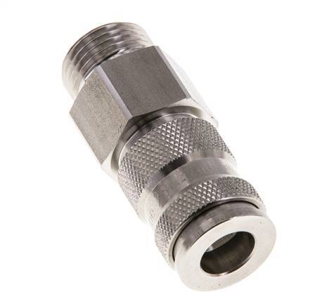 Acero inoxidable 316L DN 7.8 Acoplamiento de aire Enchufe G 1/2 pulgada Macho Doble cierre