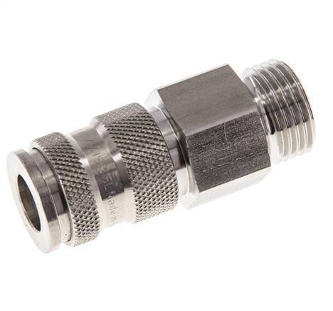 Acero inoxidable 316L DN 7.8 Acoplamiento de aire Enchufe G 1/2 pulgada Macho Doble cierre