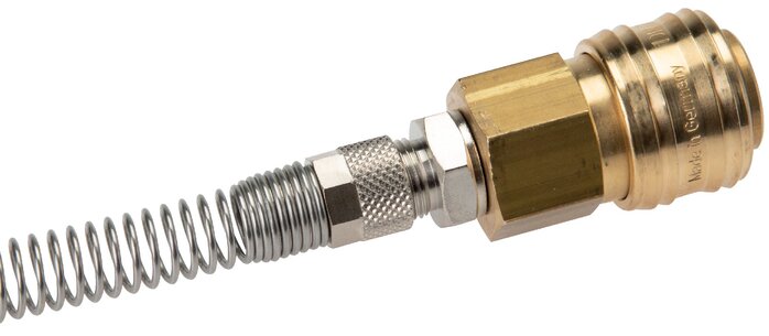 Latón DN 7.2 (Euro) Acoplamiento de aire Toma 4x6 mm Tuerca de racor Bend-Protect Orientable