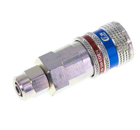 Acero/latón DN 7.6 (7.2 Euro) Acoplamiento de seguridad para aire Enchufe 5x8 mm (streamline) Tuerca de unión