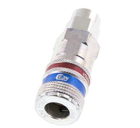 Acero/latón DN 7.6 (7.2 Euro) Acoplamiento de seguridad para aire Enchufe 6.5x10 mm (streamline) Tuerca de unión