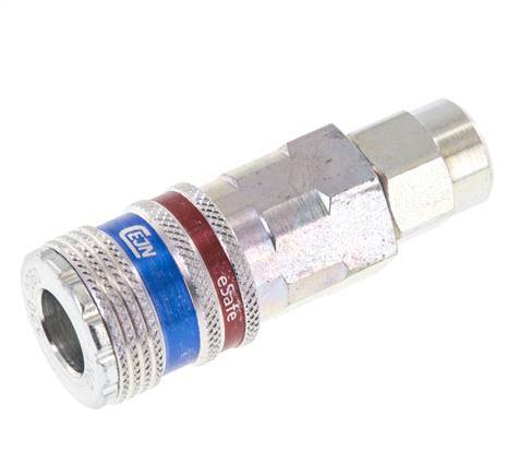 Acero/latón DN 7.6 (7.2 Euro) Acoplamiento de seguridad para aire Enchufe 6.5x10 mm (streamline) Tuerca de unión