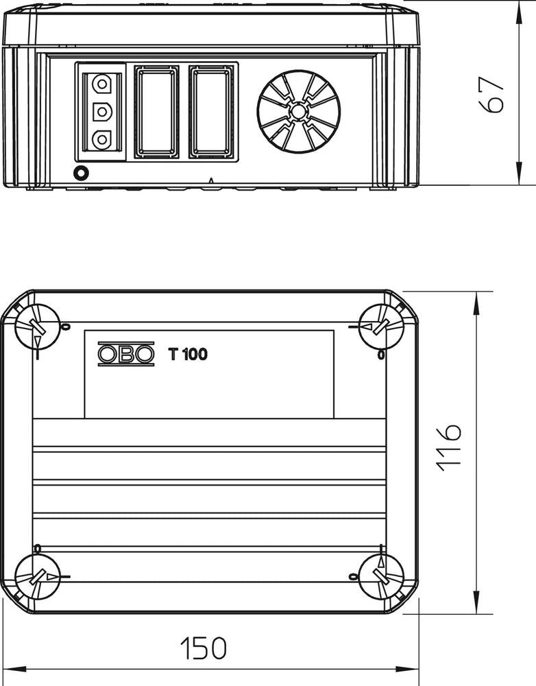 OBO T-Box Caja De Montaje En Superficie Pared/Techo - 2007809