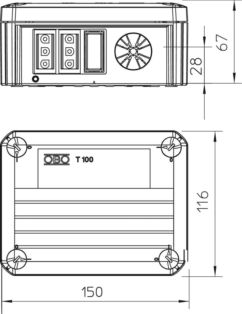 OBO T-Box Caja De Montaje En Superficie Pared/Techo - 2007811