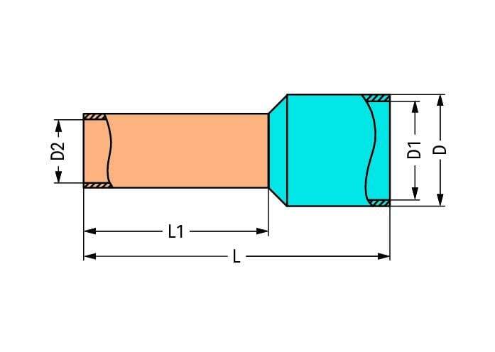 Manguito terminal de cable Wago - 216-206 [100 Piezas] [2 Piezas]