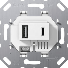 Gira Fuente de alimentación USB de 2 puertos Tipo A/C Enchufe de pared Blanco - 234900