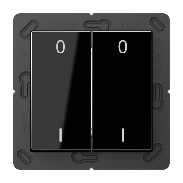 Transmisor de pared inalámbrico Jung EnO A500 negro de 4 canales con símbolos - ENOA595-01SW