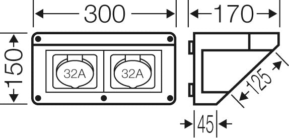 Hensel MI CB 13 Caja de conexiones IP44 2x32A 5P 400V 300mm - Mi CB 13