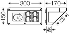 Hensel MI Caja de conexiones 1x16A 5P 400V CEE 4x16A 2P 230V Schuko - MI CB 16